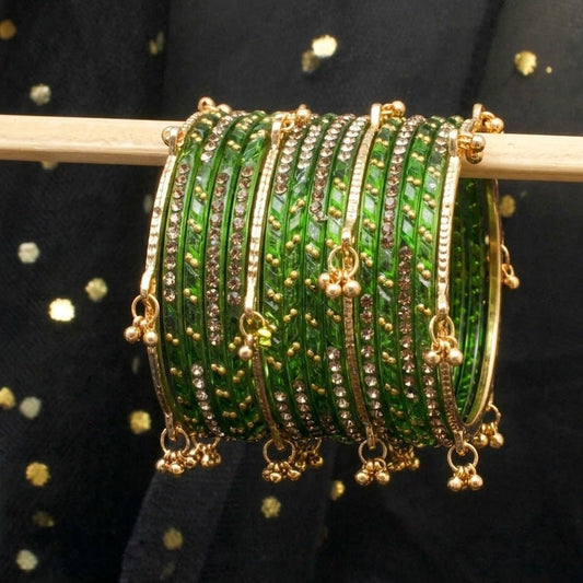 Kashmiri Ghungroo & Emerald Glass Chooriyan - Riwaaj