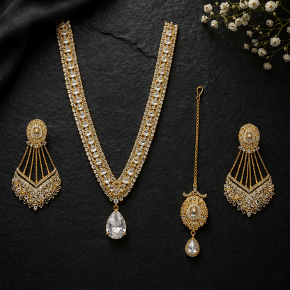 Gold & Crystal Heritage Bridal Set - Riwaaj