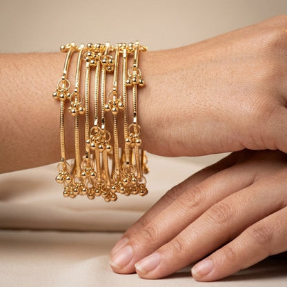Kashmiri Ghungroo Charm Bangle Set – 22K Gold Plated | Set of 8 |