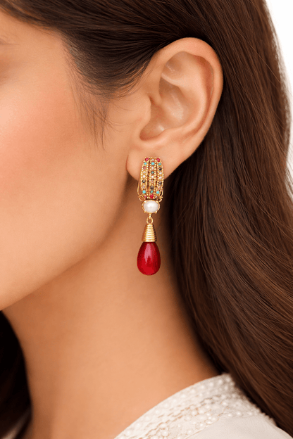 Crystal Drop Earrings - Riwaaj