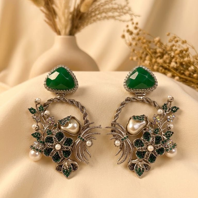 Imperial Pearl & Gemstone Encrusted Hoops - Riwaaj