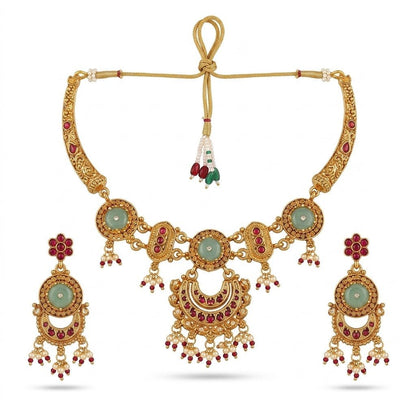 The Rajkumari Heritage Chandbali & Jade - Stone Jewelry Set - Riwaaj