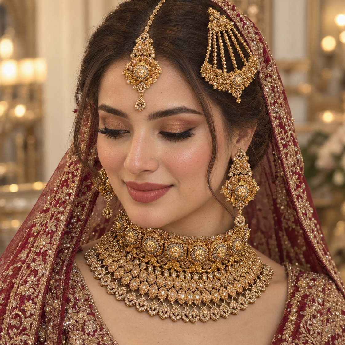 Shahkaar Champagne Kundan Grand Bridal Set