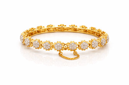 22K Gold Plated Zirconia Bangle | Adjustable Cuff Bracelet - Riwaaj