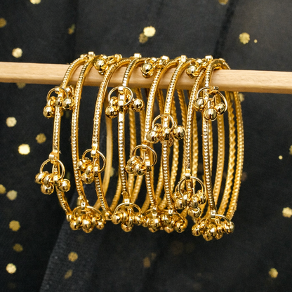 Kashmiri Ghungroo Charm Bangle Set – 22K Gold Plated | Set of 8 |