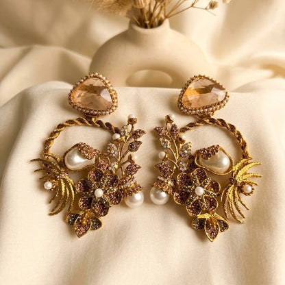 Imperial Pearl & Gemstone Encrusted Hoops - Riwaaj