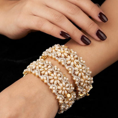 Pearl Aura Bangles Openable Bangle Pair - Riwaaj