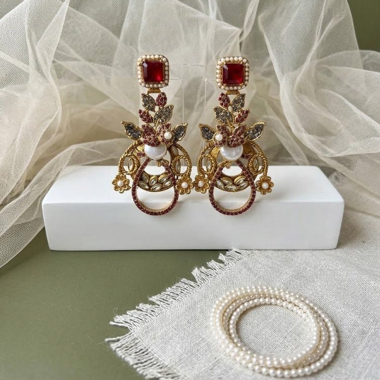 Royal Empress Floral Chandbalis - Riwaaj