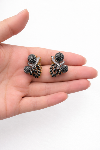 Sitara Stud Earrings – 22K Gold CZ Handmade Multi-Colour