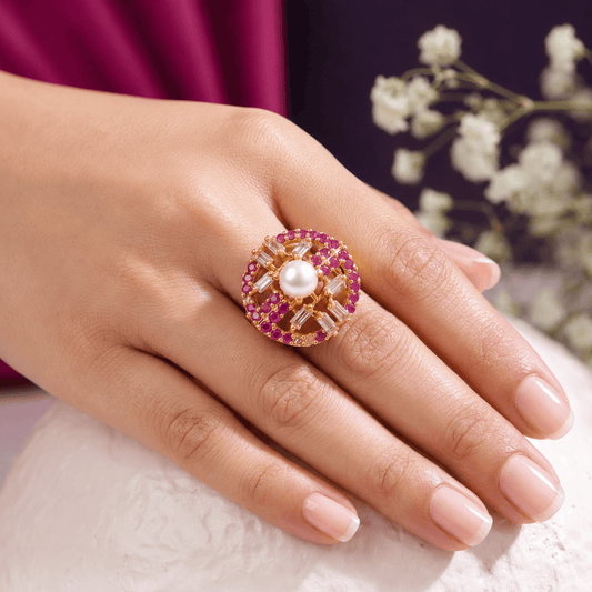 Handcrafted 22k Gold Statement Pavilion Ring - Riwaaj