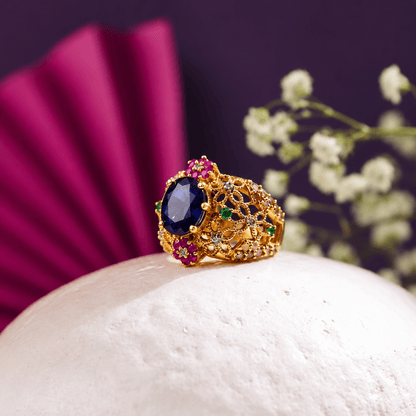 Handcrafted 22k Gold Statement Imperial Oval Ring - Riwaaj