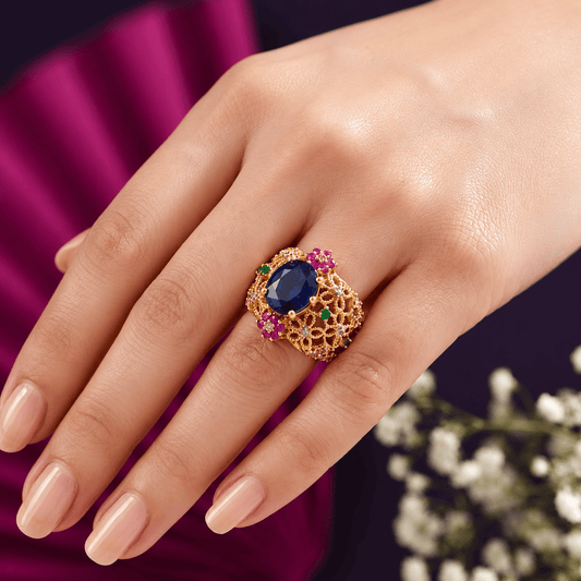 Handcrafted 22k Gold Statement Imperial Oval Ring - Riwaaj