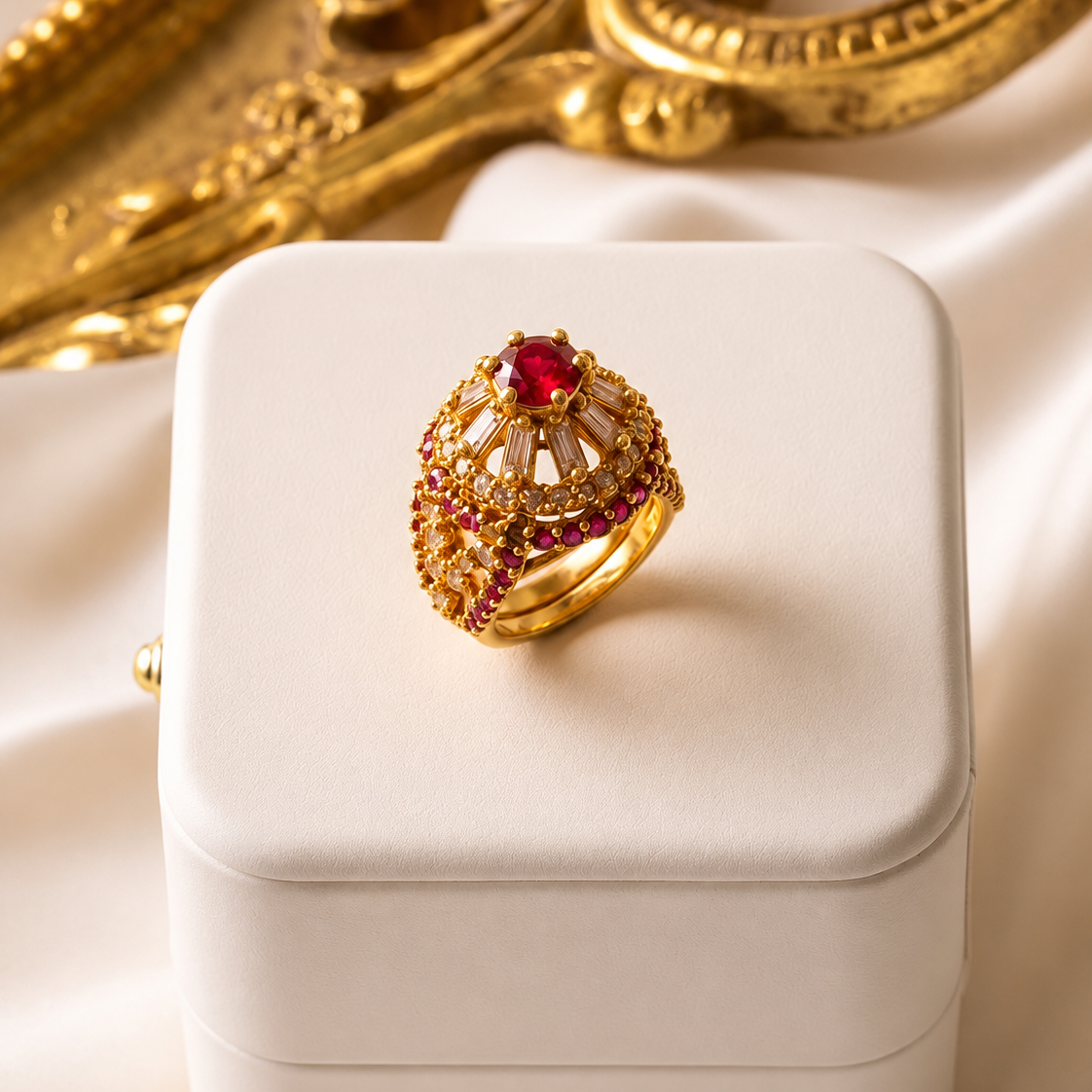 Handcrafted 22k Gold Statement Pavilion Dome Ring