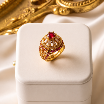 Handcrafted 22k Gold Statement Pavilion Dome Ring