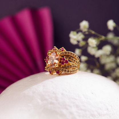 Handcrafted 22k Gold Statement Woven Pavilion Ring