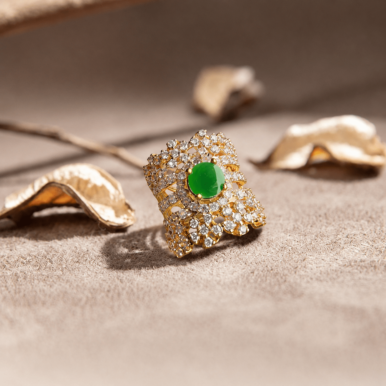 Handcrafted 22k Gold Statement Meadow Mosaic Ring - Riwaaj