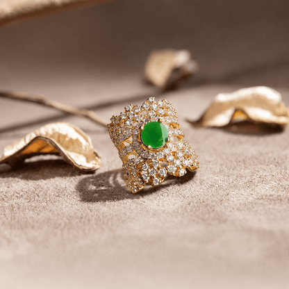 Handcrafted 22k Gold Statement Meadow Mosaic Ring - Riwaaj