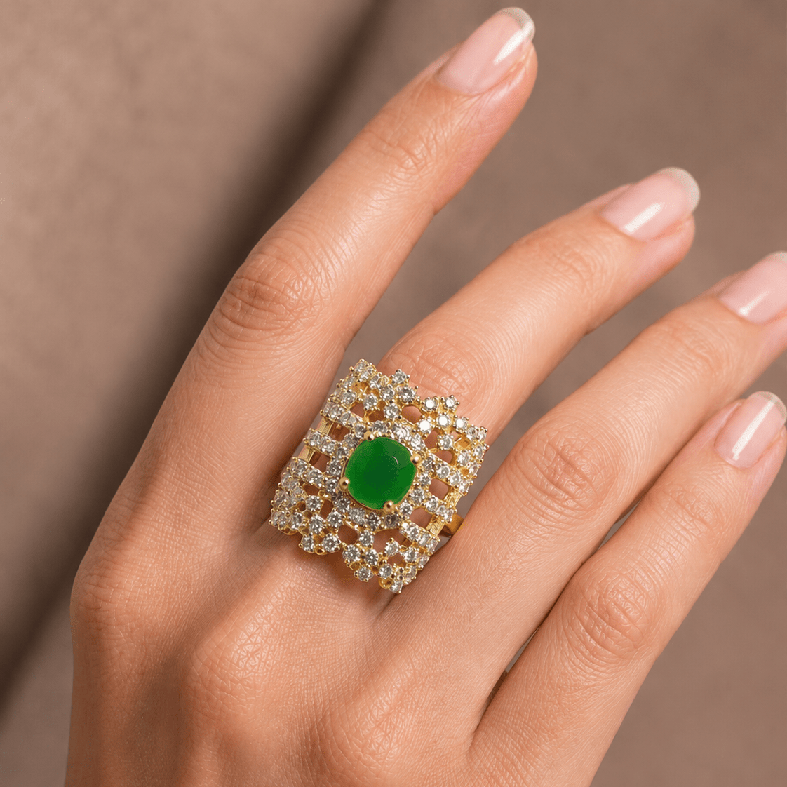 Handcrafted 22k Gold Statement Meadow Mosaic Ring - Riwaaj