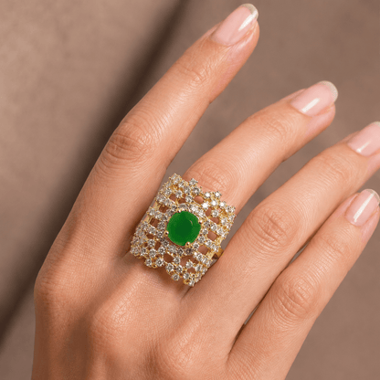 Handcrafted 22k Gold Statement Meadow Mosaic Ring - Riwaaj