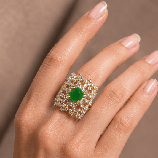 Handcrafted 22k Gold Statement Meadow Mosaic Ring - Riwaaj