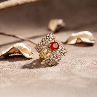Handcrafted 22k Gold Statement Majestic Lattice Ring - Riwaaj