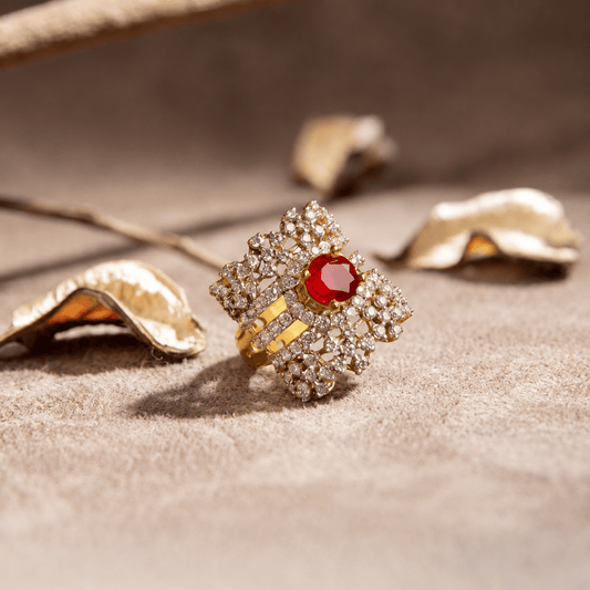 Handcrafted 22k Gold Statement Majestic Lattice Ring - Riwaaj