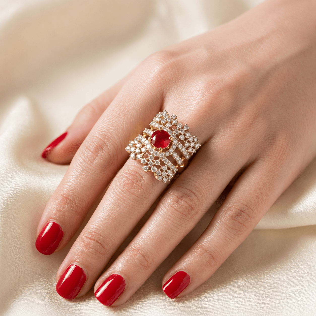 Handcrafted 22k Gold Statement Majestic Lattice Ring - Riwaaj