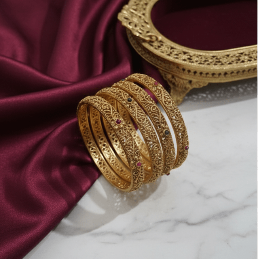 Shahi Rajwari Gold Plated Bangles - Riwaaj