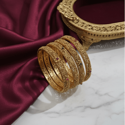 Shahi Rajwari Gold Plated Bangles - Riwaaj