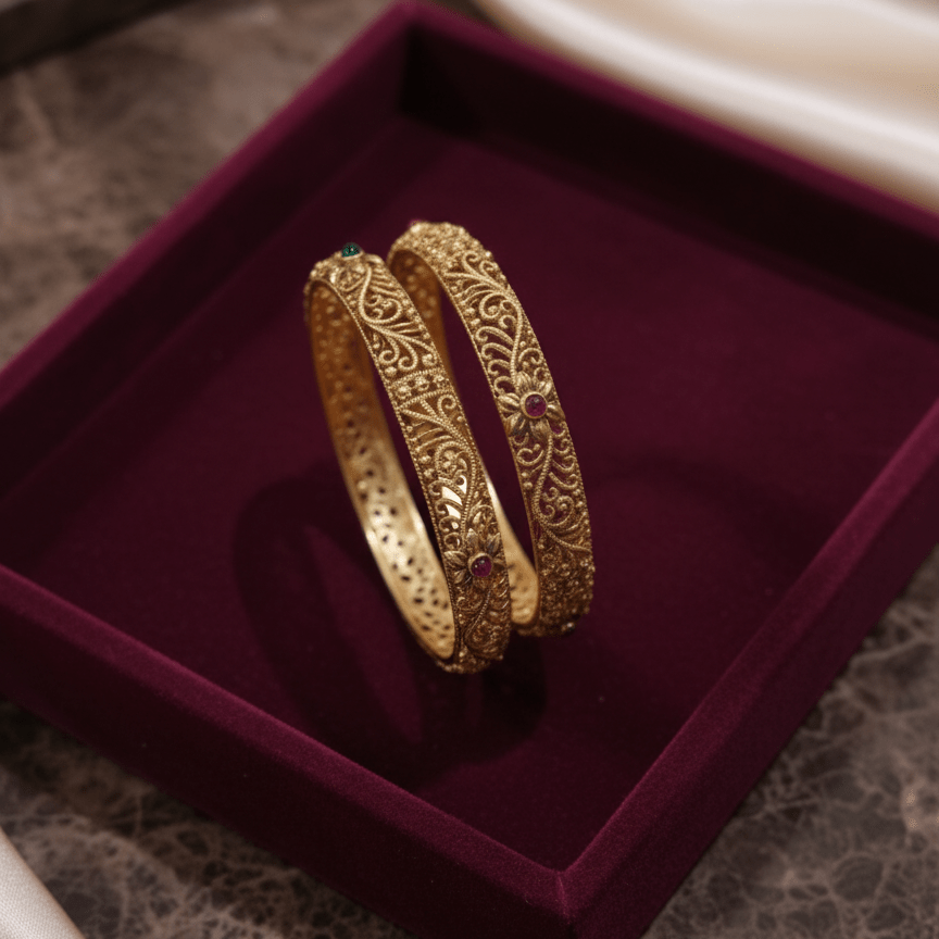 Shahi Rajwari Gold Plated Bangles - Riwaaj