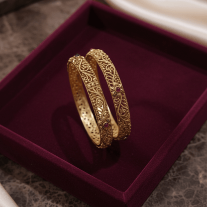 Shahi Rajwari Gold Plated Bangles - Riwaaj