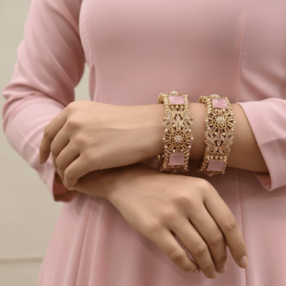 Anmol Kangan Bangles - 22K Gold Plated Openable Bracelets Pair of 2 - Riwaaj