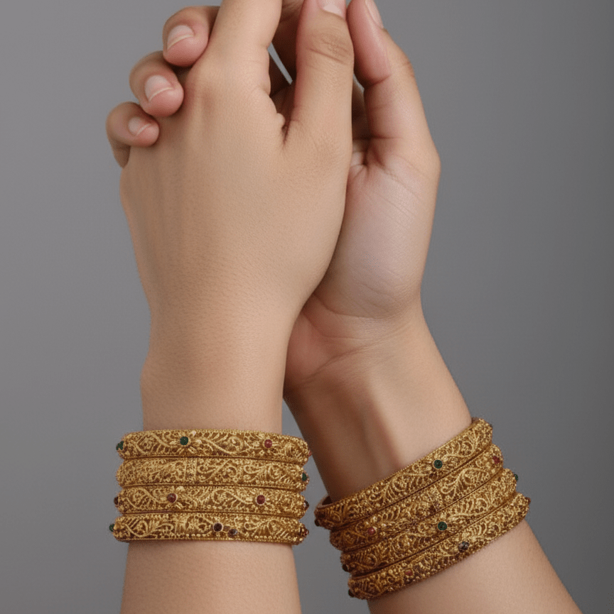Shahi Rajwari Gold Plated Bangles - Riwaaj