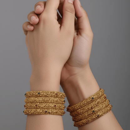 Shahi Rajwari Gold Plated Bangles - Riwaaj