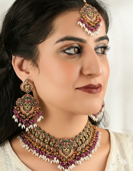 Rutaab Navratan Necklace Set