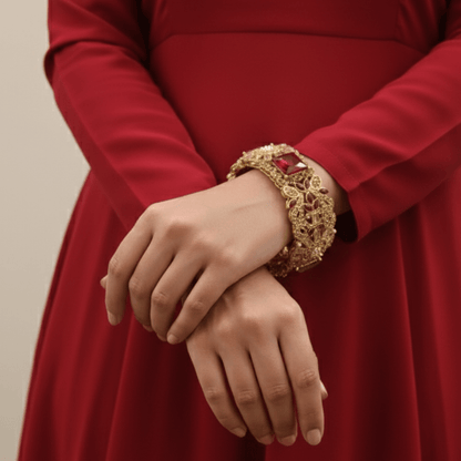 Anmol Kangan Bangles - 22K Gold Plated Openable Bracelets Pair of 2 - Riwaaj