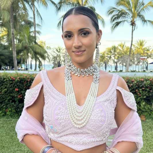 Imperial Bridal Kundun Pearl Set Silver