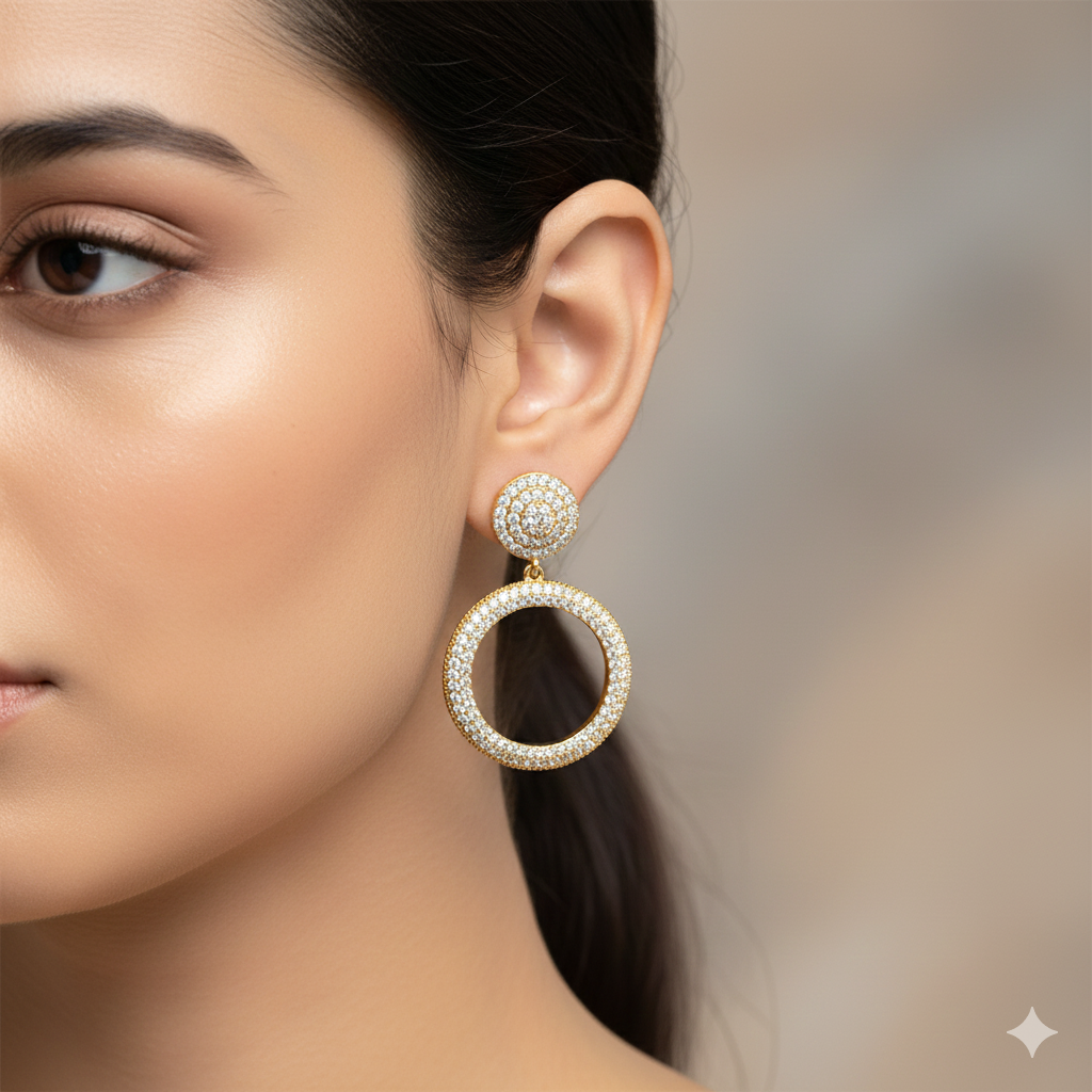 Round Zircon Earrings