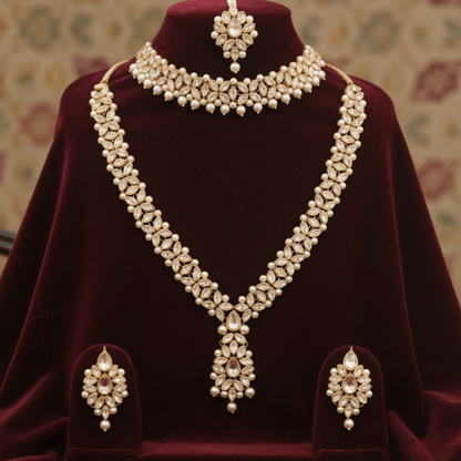 Imperial Dynasty Kundan Set - Choker Necklace Earrings & Tikka - Riwaaj