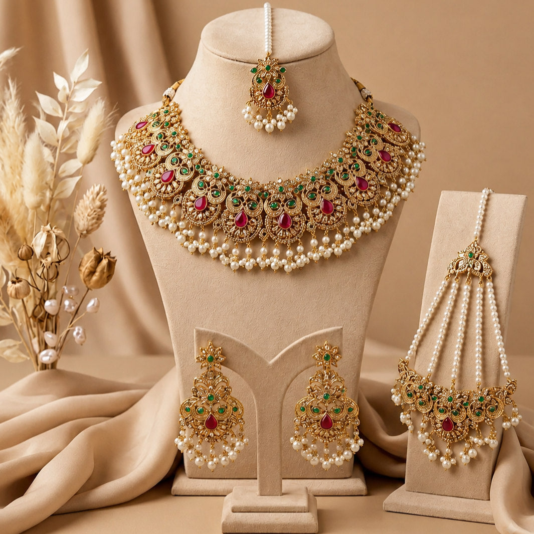 Noor-e-Sahar Pearl Grand Bridal Jewellery Set