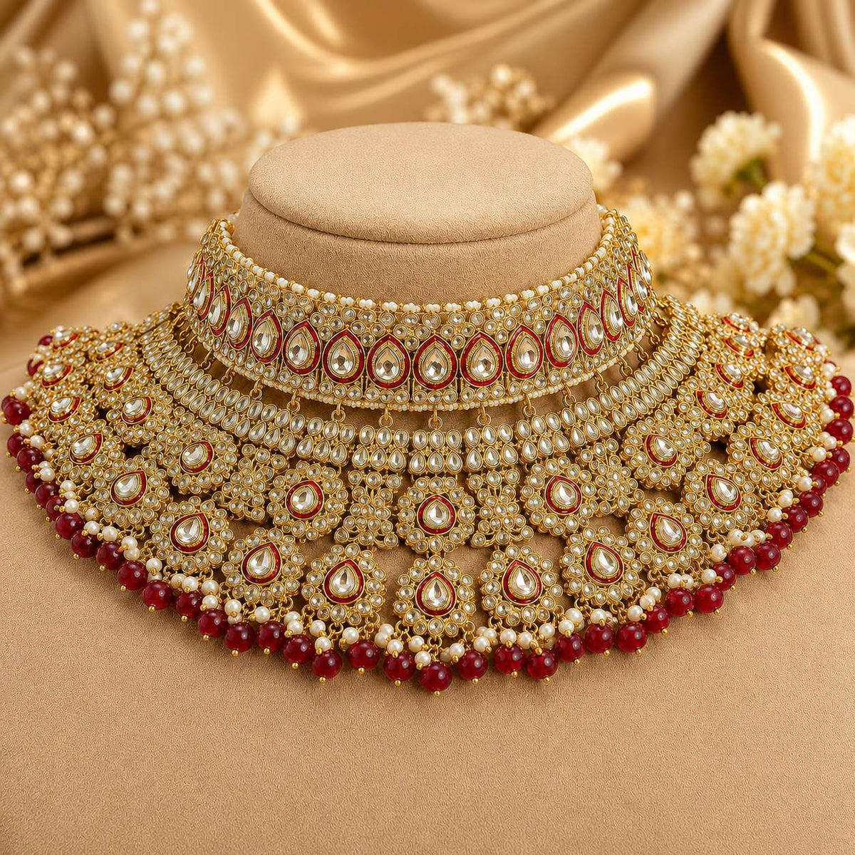 Mehroze Ruby Kundan Grand Bridal Jewellery Set