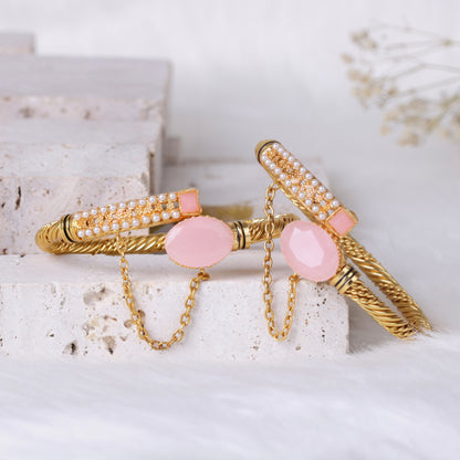 Tribal Solid Gold Polished Openable Bangles (Pair)
