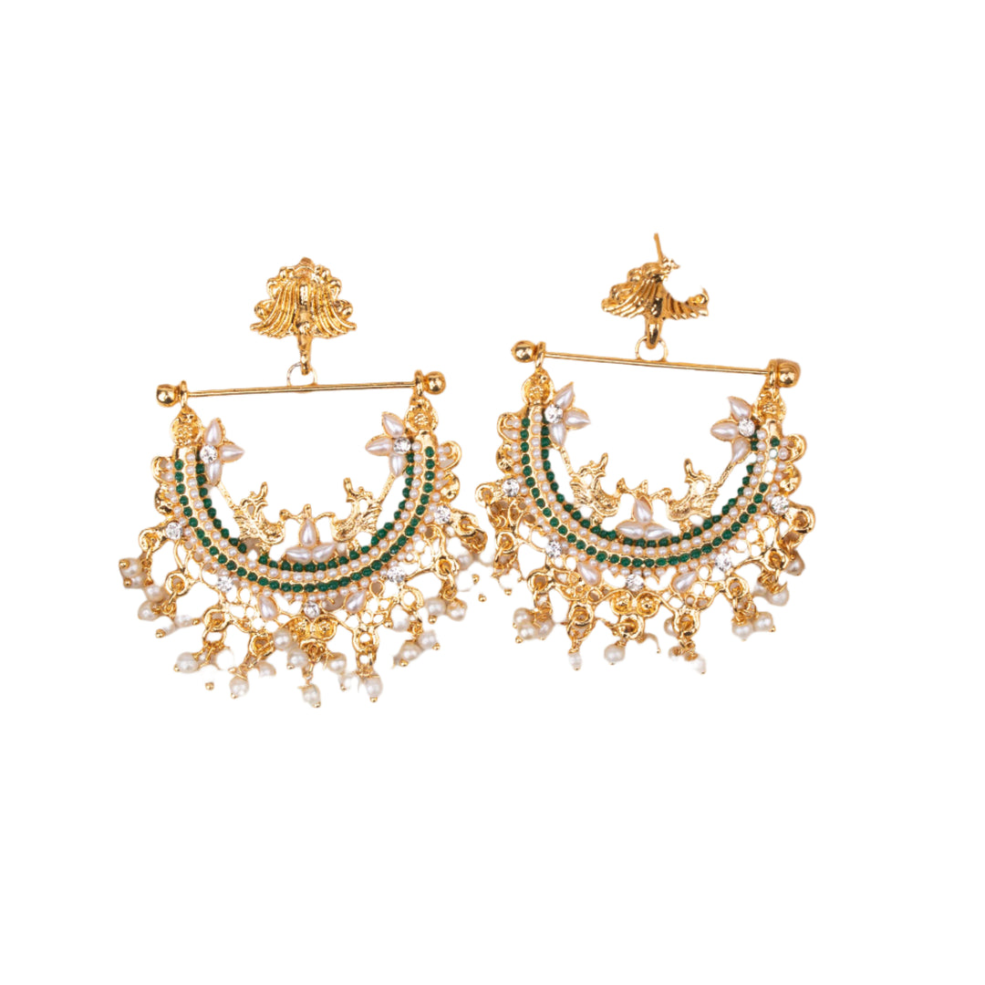 Designer-Crafted Half-Cut Peacock Earrings