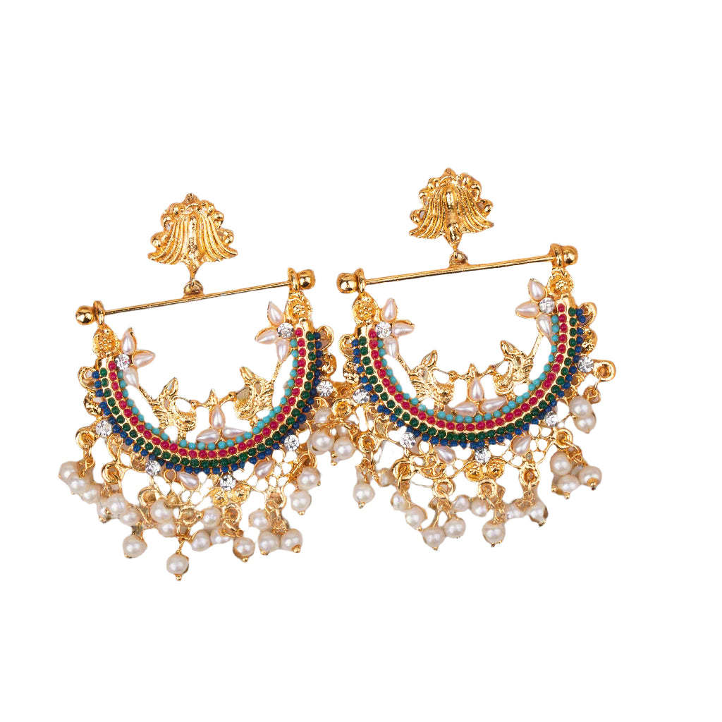 Designer-Crafted Half-Cut Peacock Earrings