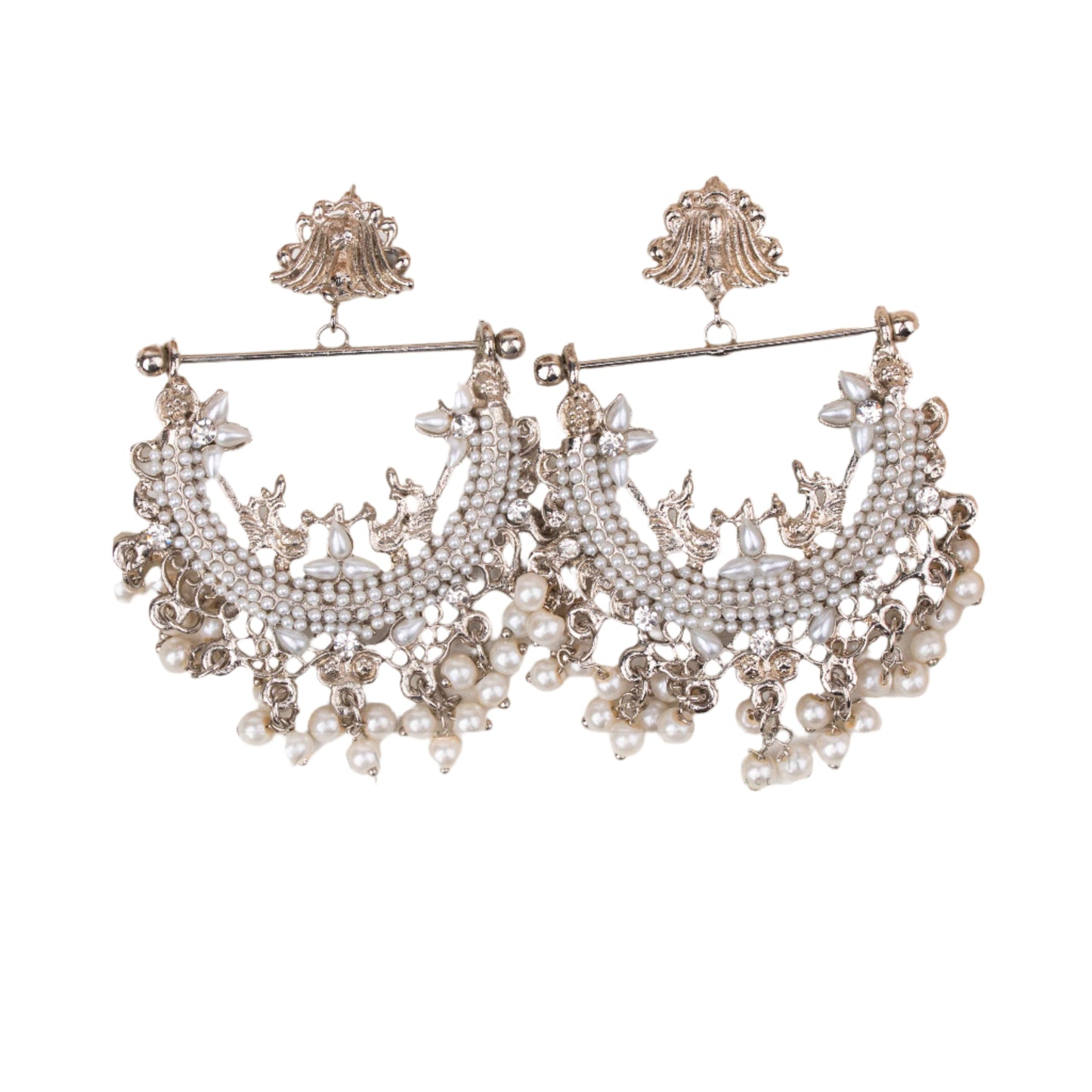 Designer-Crafted Half-Cut Peacock Earrings