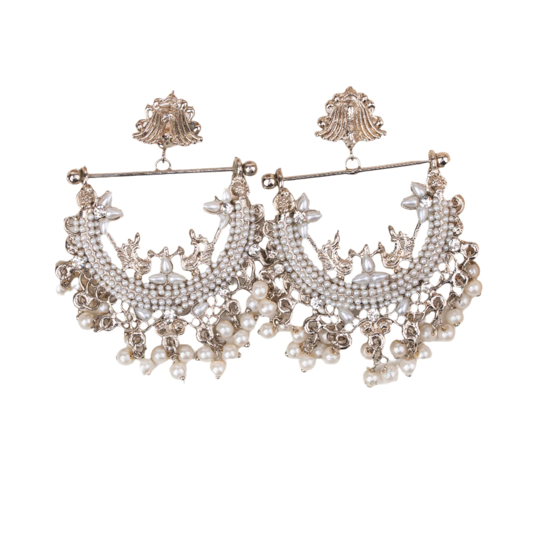 Designer-Crafted Half-Cut Peacock Earrings