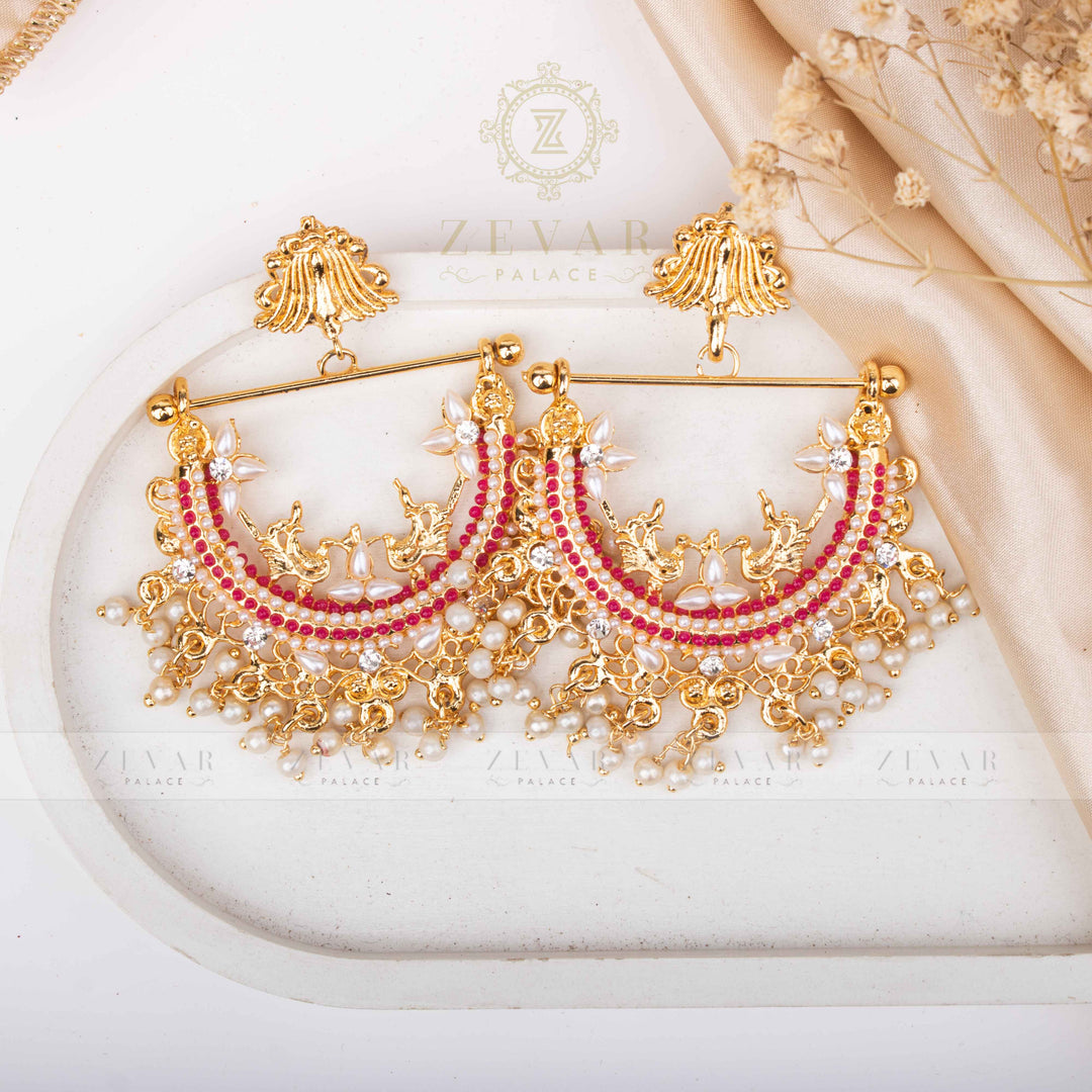 Designer-Crafted Half-Cut Peacock Earrings