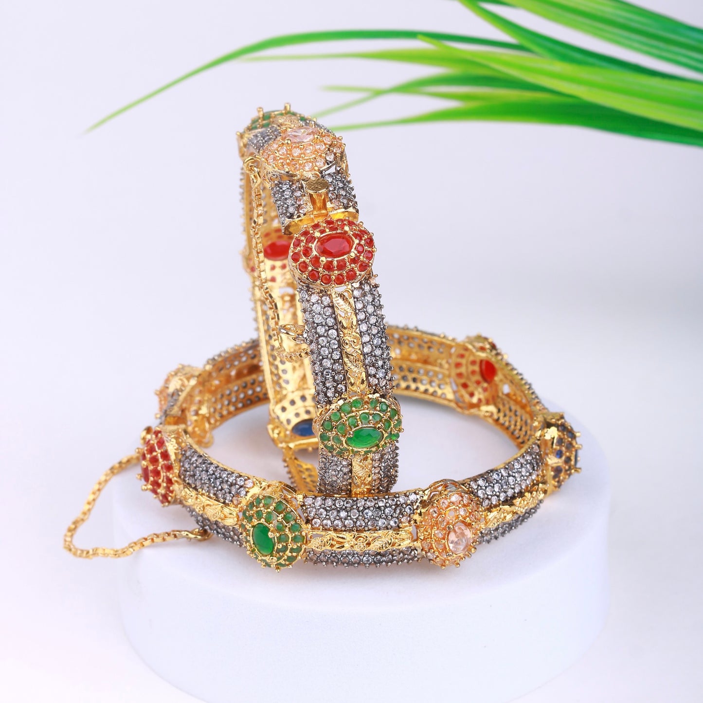 Multicolor Majesty Zircon Bangles - Riwaaj