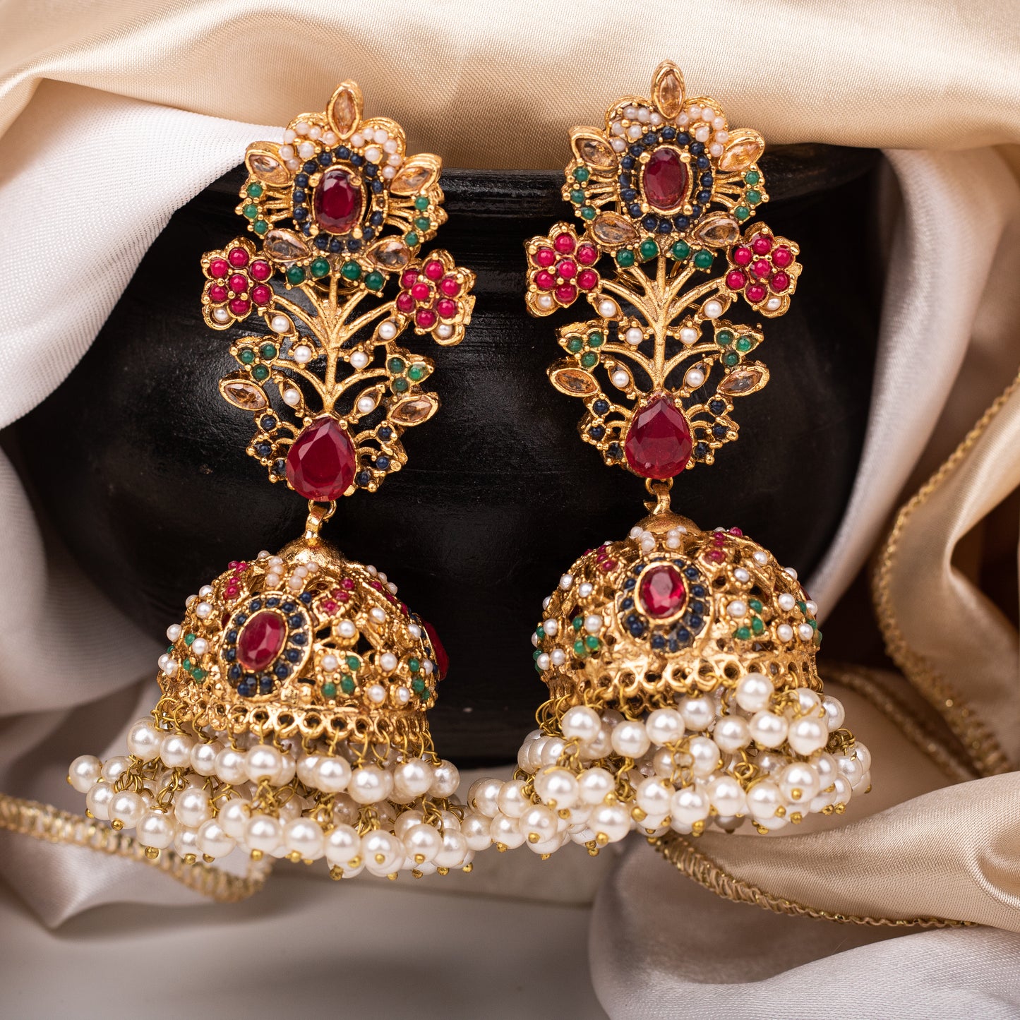 Splendid Navratan Jhumka