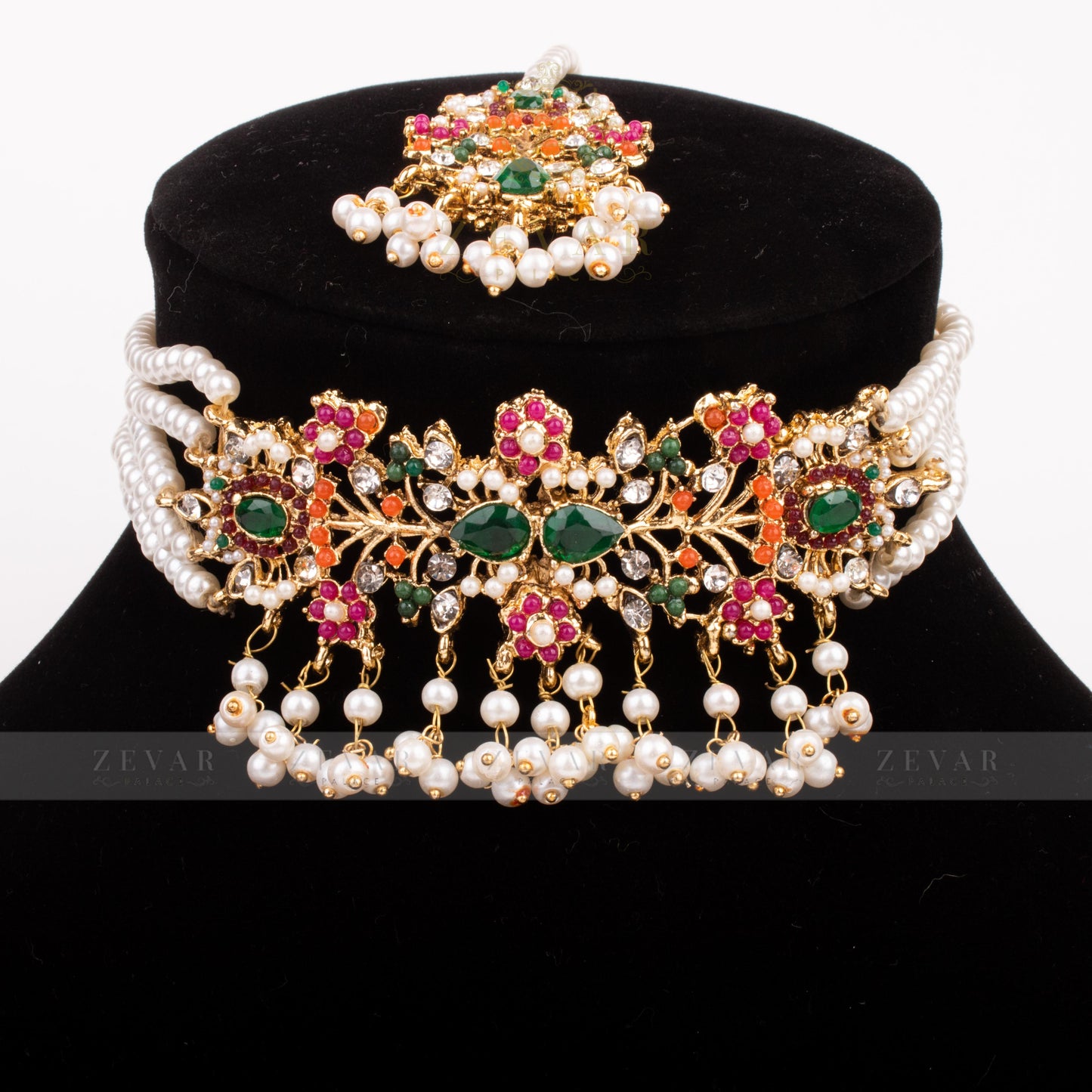 Handmade Navrattan Stones Set with Teeka